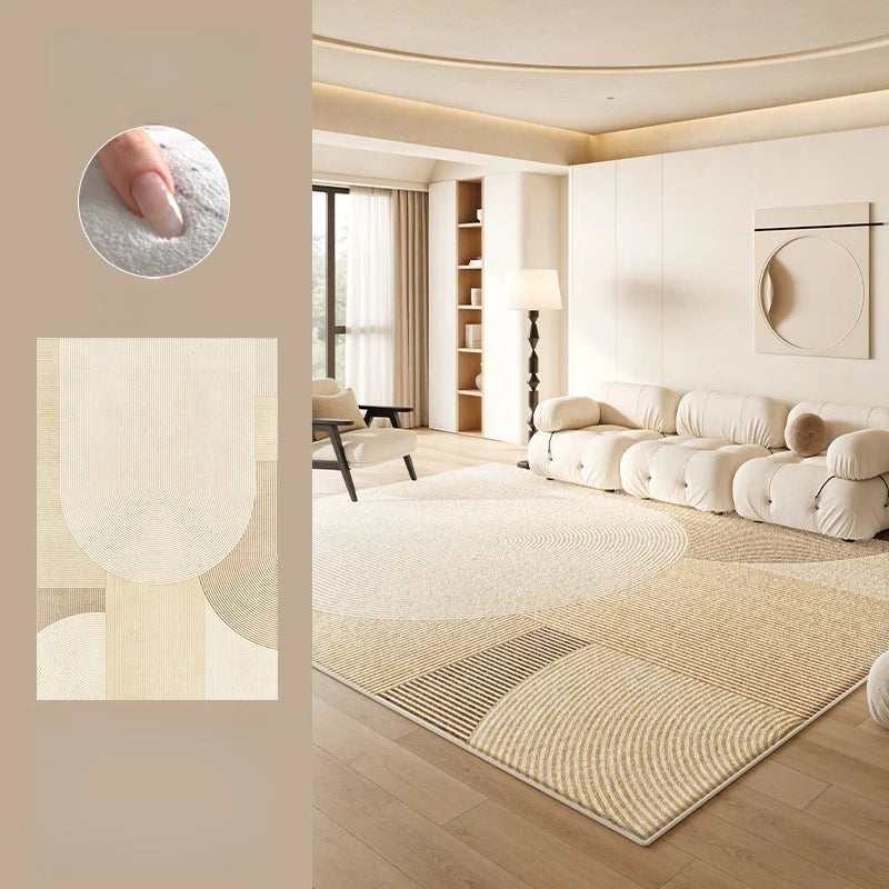 Large Area Rugs for Bedroom Cream Style Living Room Decoration Line Carpet Thick Plush Study Floor Mat Fluffy Soft Cloakroom Rug