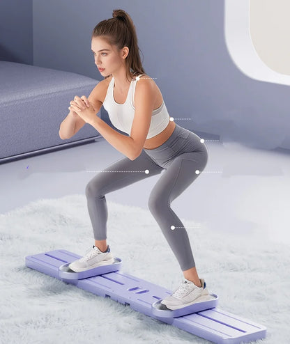 3-in-1 Foldable Ski Machine With Handrails Thigh Abductor Kneeling Glider For Home Gym Full Body Workout Fitness