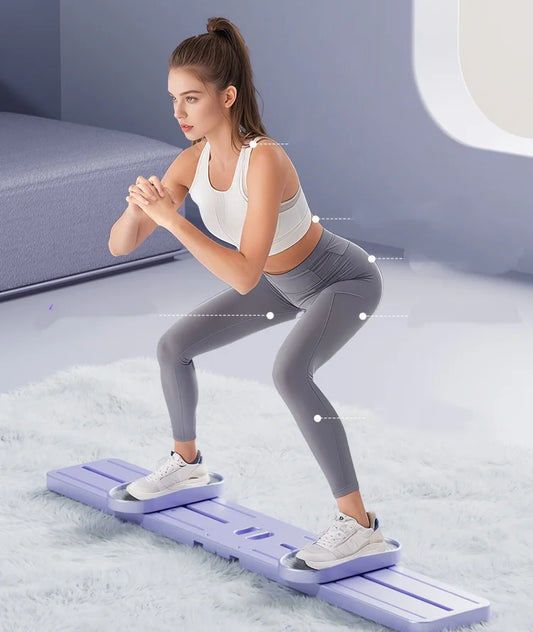 3-in-1 Foldable Ski Machine With Handrails Thigh Abductor Kneeling Glider For Home Gym Full Body Workout Fitness