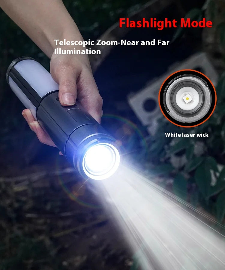 Portable Telescopic Searchlight Folding LED Flashligh 3-head Rechargeable Outdoor Car Repair Working Camping Tent Light