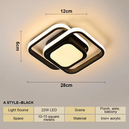 LED Ceiling Lamp Modern Style Geometric Shape Aisle Corridor Light Wall light Kitchen/ Bedroom Lighting 110V White/Warm light