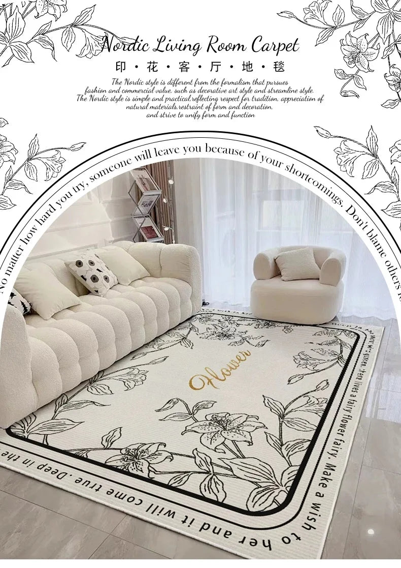 VIKAMA modern simple crystal velvet large carpet living room sofa coffee table Light luxury large area bedroom non-slip carpet