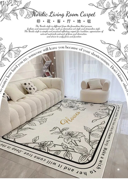 VIKAMA modern simple crystal velvet large carpet living room sofa coffee table Light luxury large area bedroom non-slip carpet