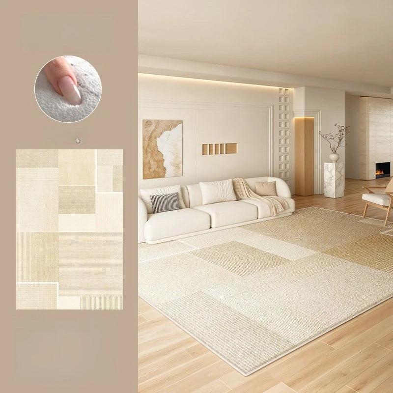 Large Area Rugs for Bedroom Cream Style Living Room Decoration Line Carpet Thick Plush Study Floor Mat Fluffy Soft Cloakroom Rug