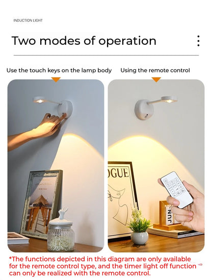 HPH USB Rechargeable Intelligent Human Sensing Wireless Wall Light Dimmable Led Spotlight For Lighting Paintings Pictures