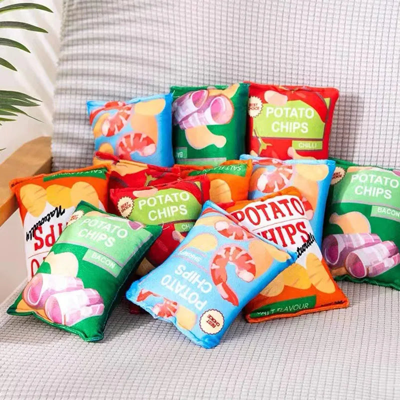Funny Dog Toys Crisps Plush Filled Pets Squeaky Chew Toy Bite-resistant Sounding Paper Toys For Small Medium Pets Supplies