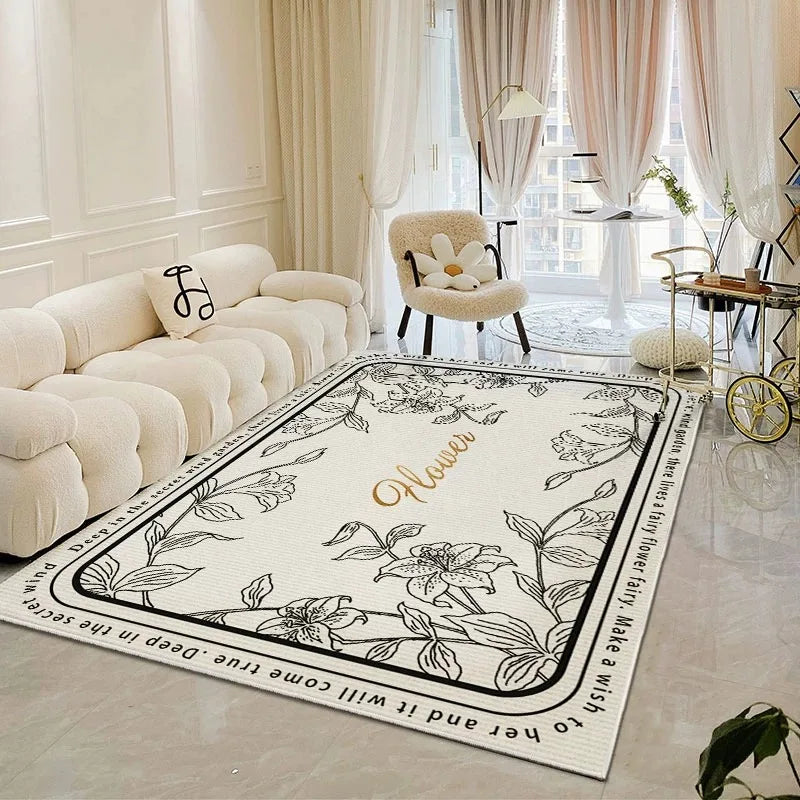 VIKAMA modern simple crystal velvet large carpet living room sofa coffee table Light luxury large area bedroom non-slip carpet