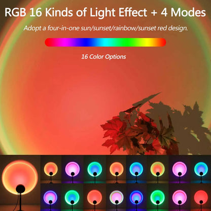 Sunset projection light remote control 16 color ambient night light, bedroom decoration background wall photography props