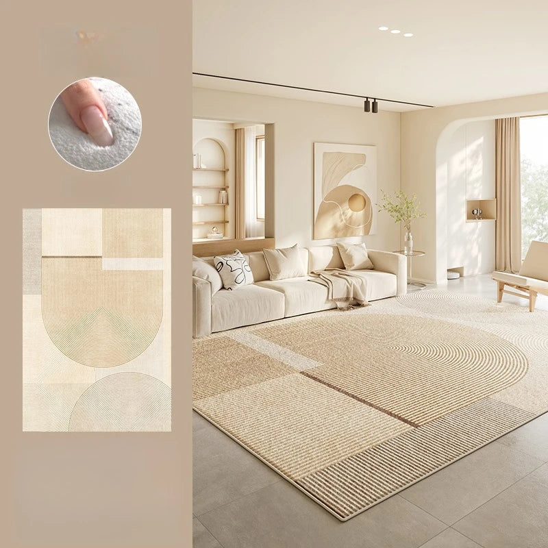 Large Area Rugs for Bedroom Cream Style Living Room Decoration Line Carpet Thick Plush Study Floor Mat Fluffy Soft Cloakroom Rug