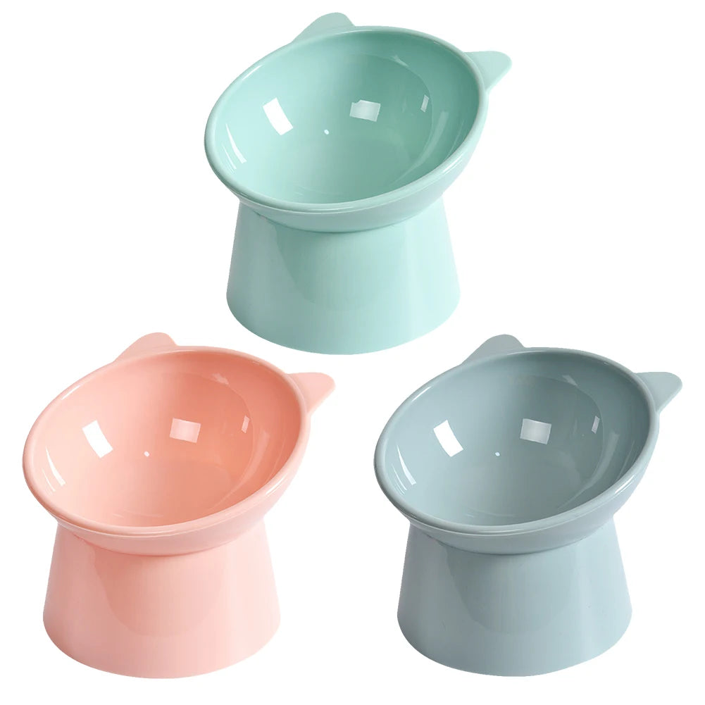 Tilted Cat Food Bowl Elevated Cat Bowl Ergonomic Cat Food Dish Anti Vomiting Plastic Feeding Bowl Non Slip for Flat- Faced Cats
