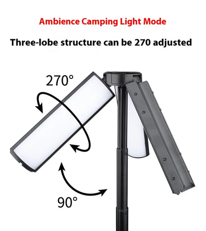 Portable Telescopic Searchlight Folding LED Flashligh 3-head Rechargeable Outdoor Car Repair Working Camping Tent Light