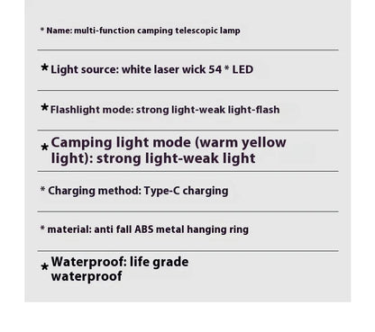 Portable Telescopic Searchlight Folding LED Flashligh 3-head Rechargeable Outdoor Car Repair Working Camping Tent Light