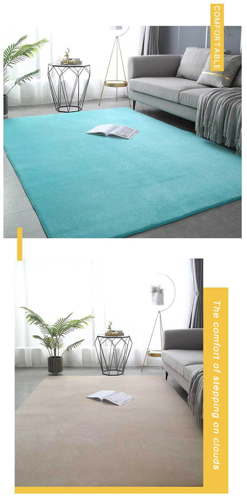 VIKAMA Modern Coral Velvet Carpet Soft Non-Slip Living Room Bedroom Carpet Large Area Children's Play Floor Mat For Home Decor