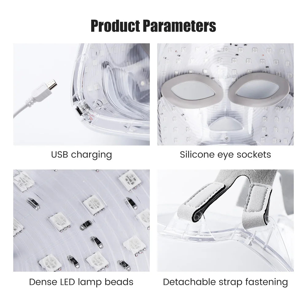 7 Colors LED Facial Mask Photon Tool Face Skin Care Mask Skin Rejuvenation Tools Anti Acne Wrinkle Removal Face Beauty Mask