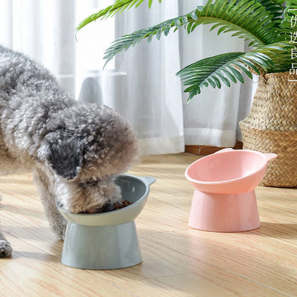 Tilted Cat Food Bowl Elevated Cat Bowl Ergonomic Cat Food Dish Anti Vomiting Plastic Feeding Bowl Non Slip for Flat- Faced Cats