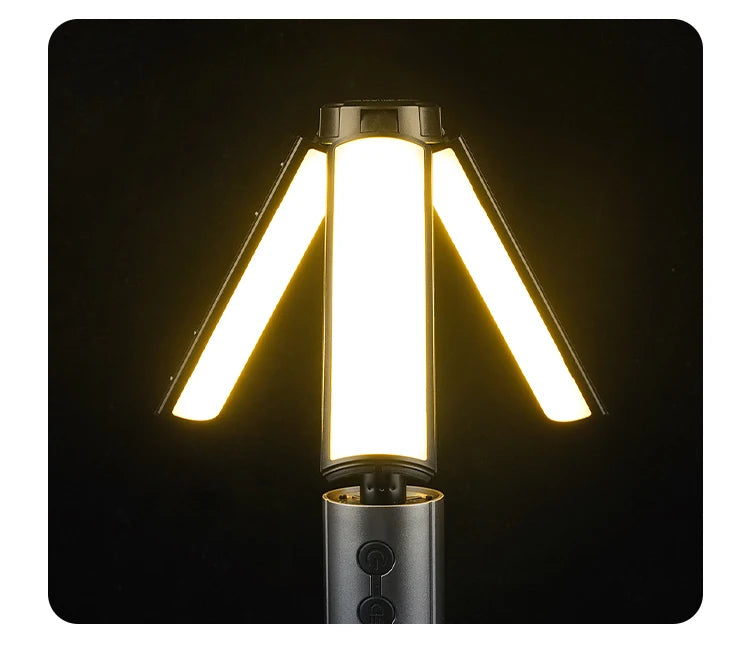 Portable Telescopic Searchlight Folding LED Flashligh 3-head Rechargeable Outdoor Car Repair Working Camping Tent Light