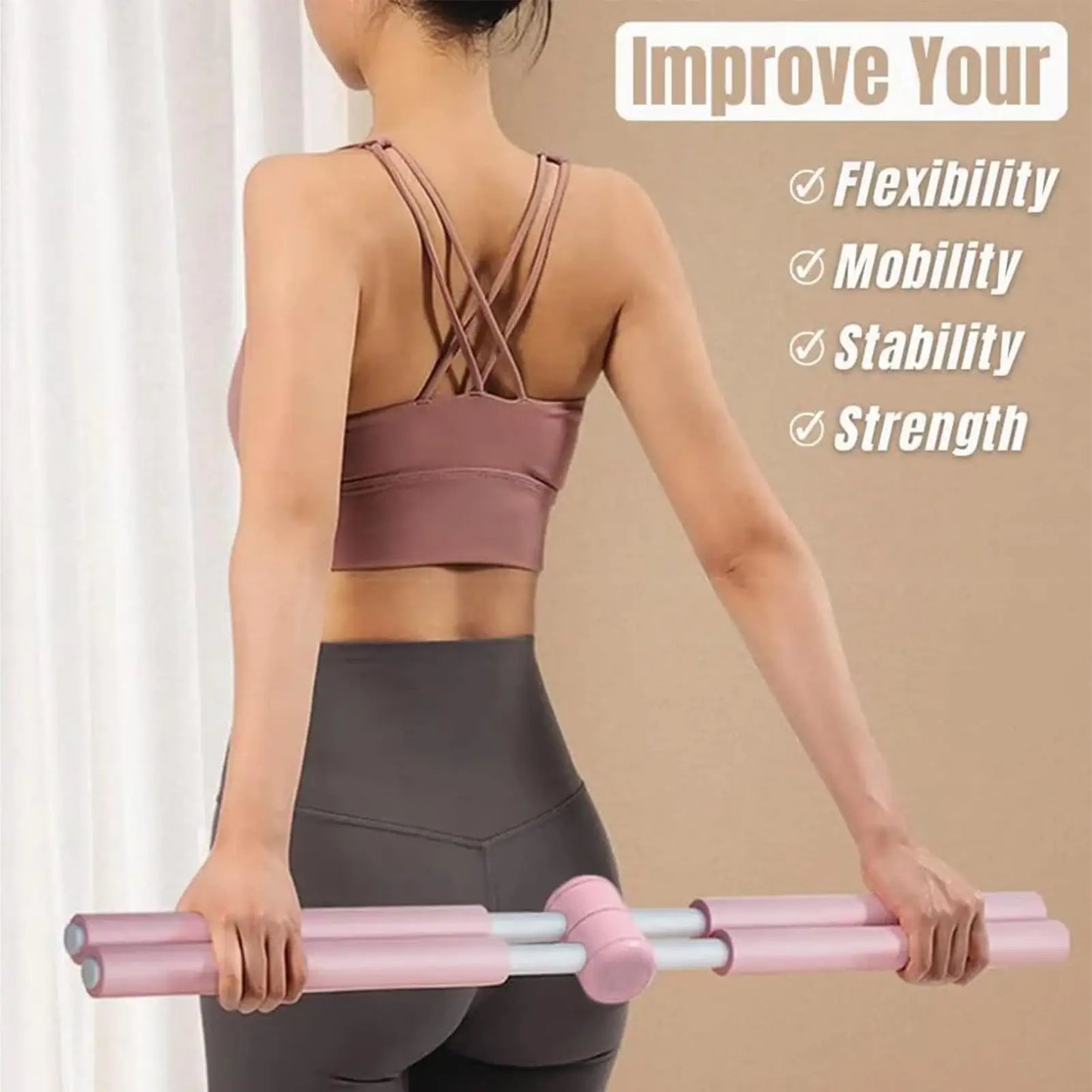 2026 Stretching Stick Telescopic Pilates Stick Neck Hump Corrector Rod For Teens Children Workplace Fitness Yoga Pilates Workout