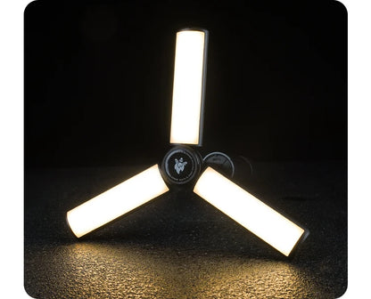 Portable Telescopic Searchlight Folding LED Flashligh 3-head Rechargeable Outdoor Car Repair Working Camping Tent Light