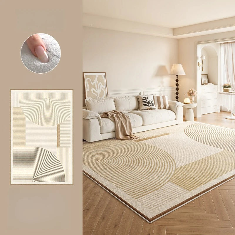 Large Area Rugs for Bedroom Cream Style Living Room Decoration Line Carpet Thick Plush Study Floor Mat Fluffy Soft Cloakroom Rug
