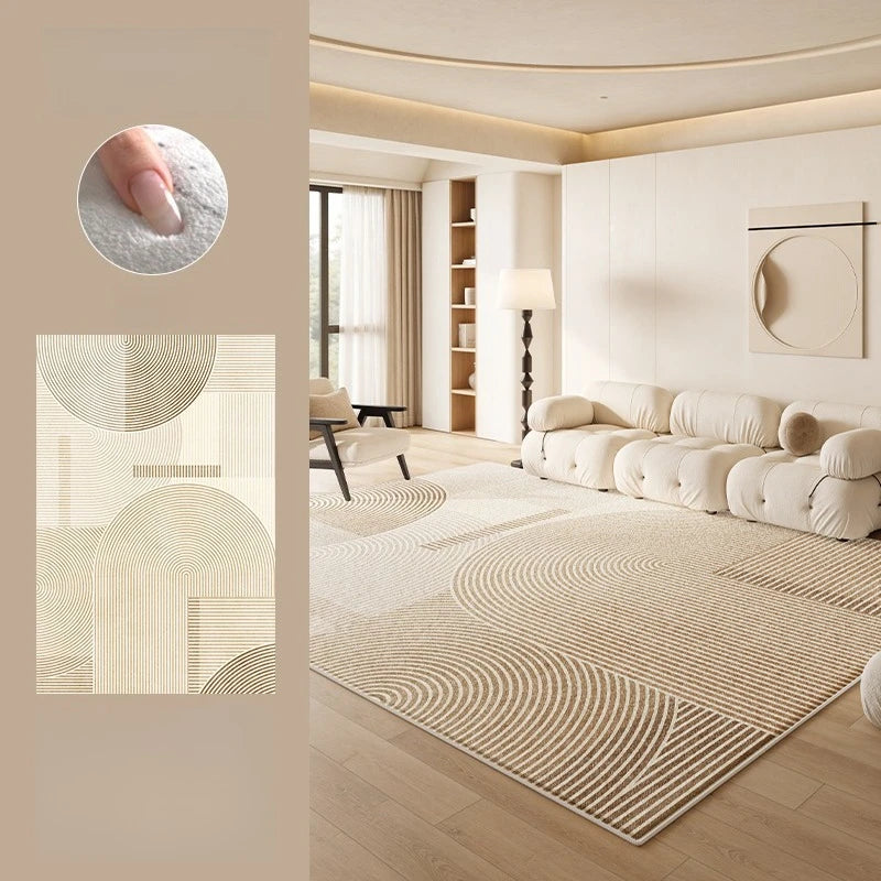 Large Area Rugs for Bedroom Cream Style Living Room Decoration Line Carpet Thick Plush Study Floor Mat Fluffy Soft Cloakroom Rug