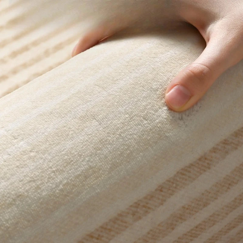 Large Area Rugs for Bedroom Cream Style Living Room Decoration Line Carpet Thick Plush Study Floor Mat Fluffy Soft Cloakroom Rug