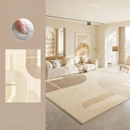 Large Area Rugs for Bedroom Cream Style Living Room Decoration Line Carpet Thick Plush Study Floor Mat Fluffy Soft Cloakroom Rug