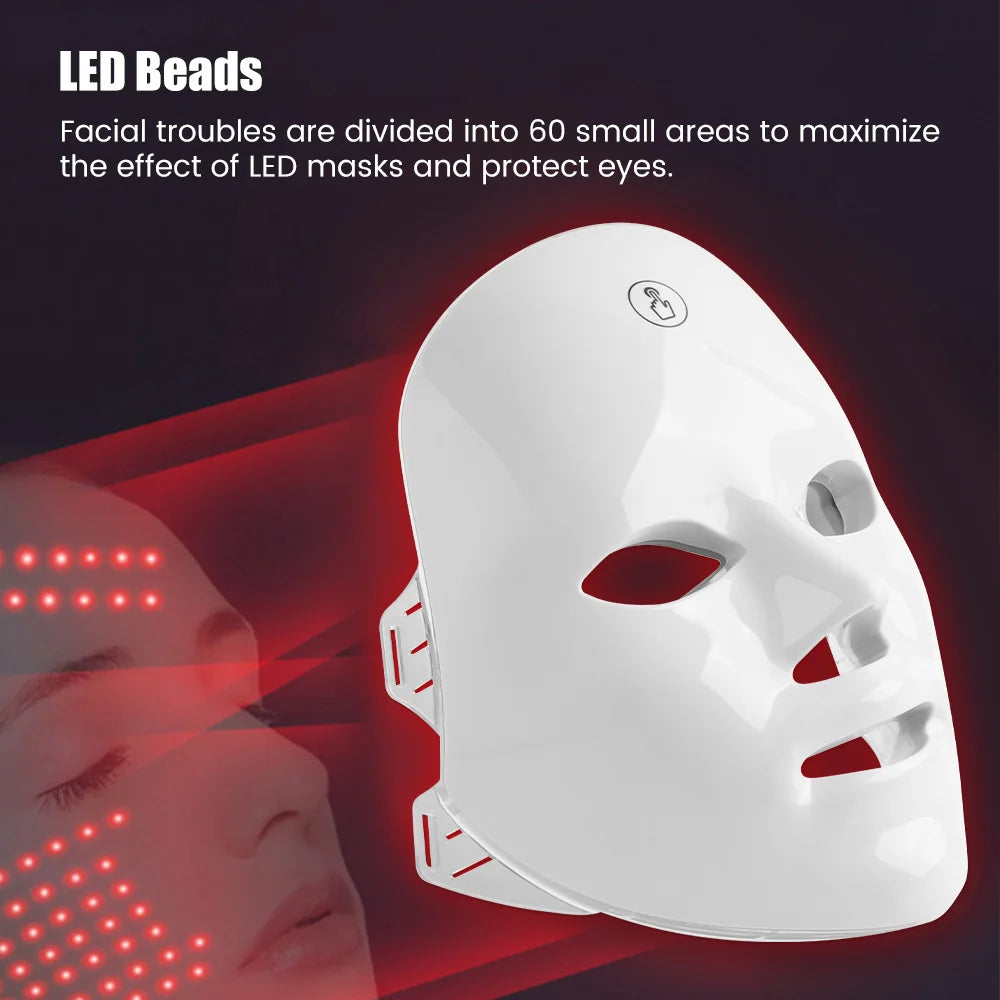 7 Colors LED Facial Mask Photon Tool Face Skin Care Mask Skin Rejuvenation Tools Anti Acne Wrinkle Removal Face Beauty Mask
