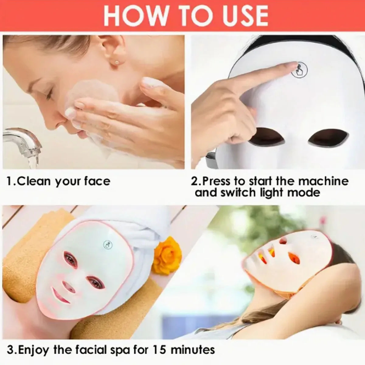 7 Colors LED Facial Mask Photon Tool Face Skin Care Mask Skin Rejuvenation Tools Anti Acne Wrinkle Removal Face Beauty Mask