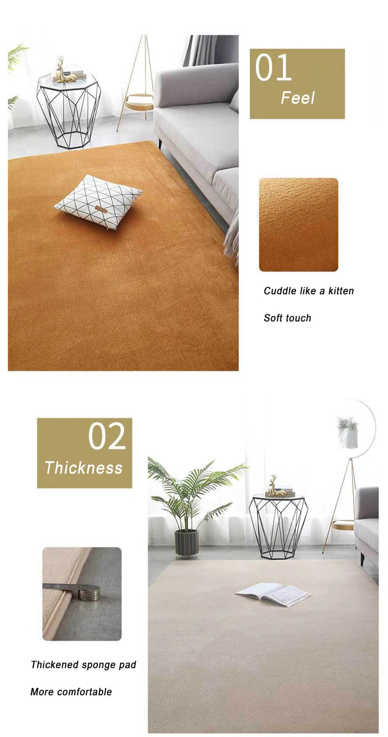 VIKAMA Modern Coral Velvet Carpet Soft Non-Slip Living Room Bedroom Carpet Large Area Children's Play Floor Mat For Home Decor