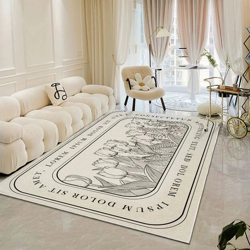 VIKAMA modern simple crystal velvet large carpet living room sofa coffee table Light luxury large area bedroom non-slip carpet
