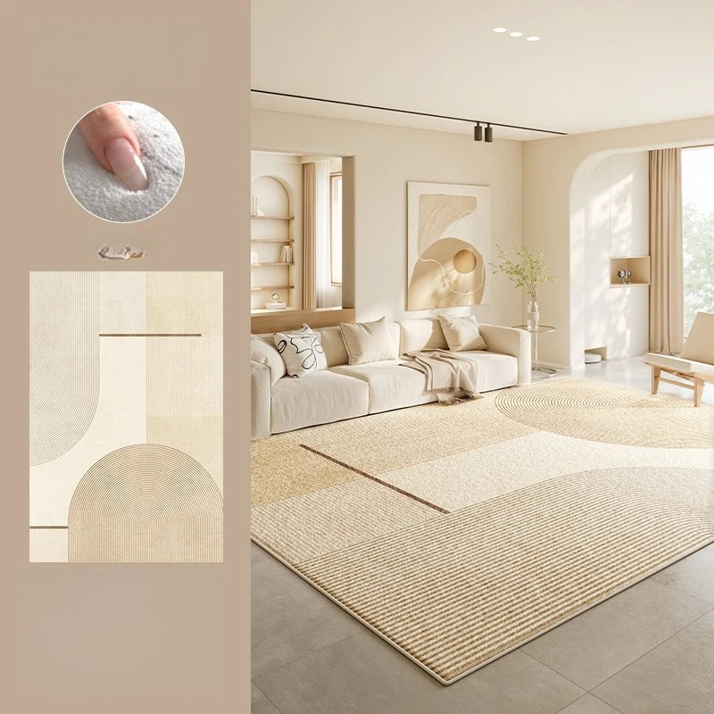 Large Area Rugs for Bedroom Cream Style Living Room Decoration Line Carpet Thick Plush Study Floor Mat Fluffy Soft Cloakroom Rug