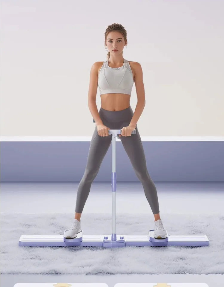 3-in-1 Foldable Ski Machine With Handrails Thigh Abductor Kneeling Glider For Home Gym Full Body Workout Fitness