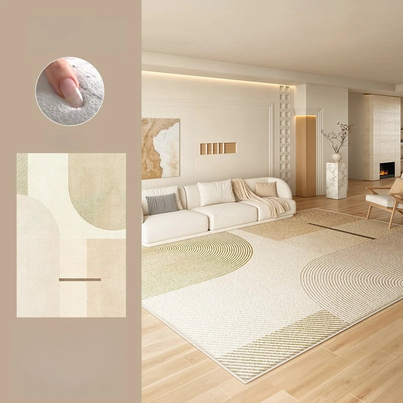 Large Area Rugs for Bedroom Cream Style Living Room Decoration Line Carpet Thick Plush Study Floor Mat Fluffy Soft Cloakroom Rug