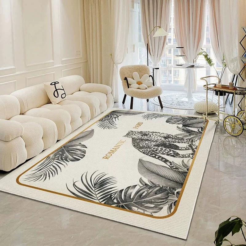 VIKAMA modern simple crystal velvet large carpet living room sofa coffee table Light luxury large area bedroom non-slip carpet
